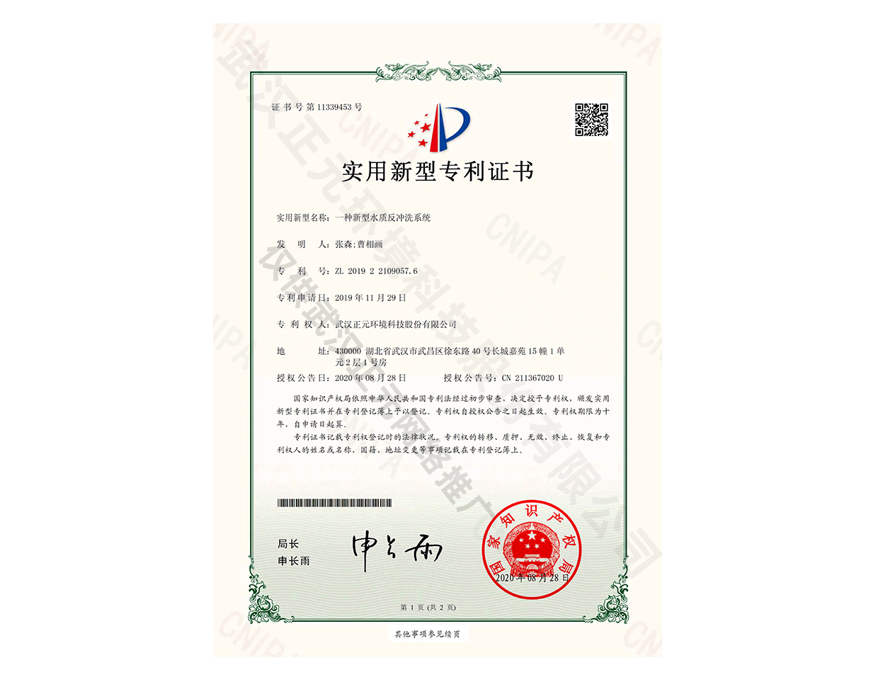 一種新型水質反沖洗系統